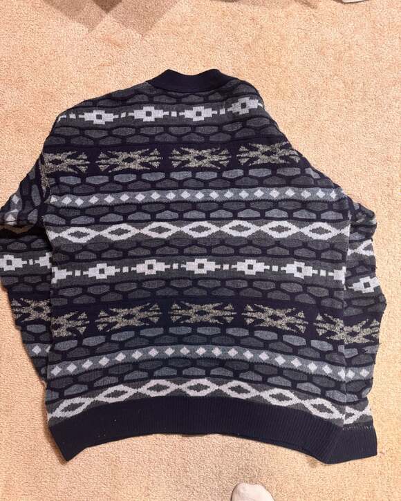 Vintage INXS Geometric Pattern Knit Cardigan Sweater Made in Canada - Picture 4 of 4